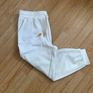 June & Hudson Cream Ribbed Knit Joggers Size XL Elastic Waistband